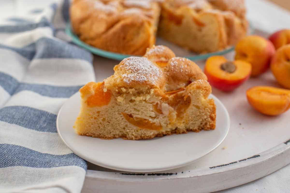 fetta di torta alle albicocche