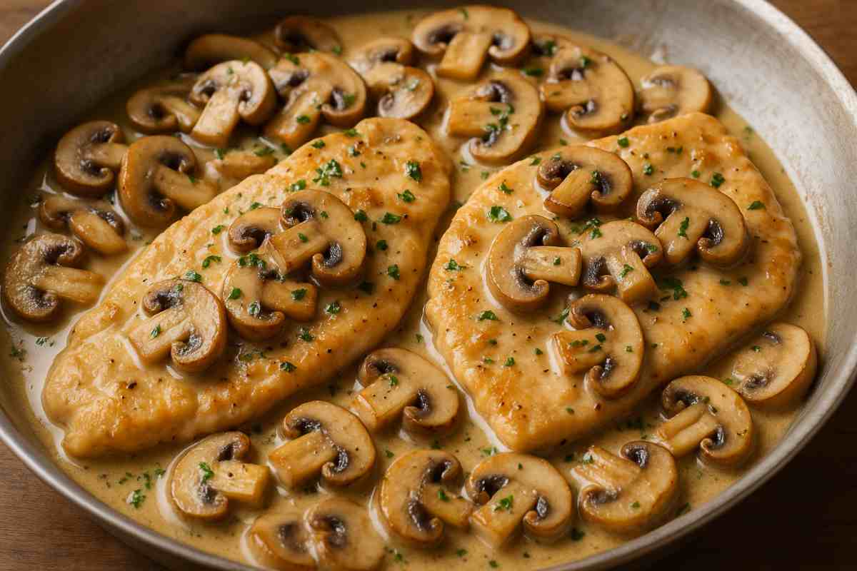 scaloppine di pollo ai funghi champignon